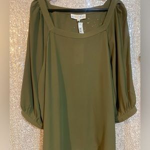 NWT Chelsea &Theodore Olive Green Blouse